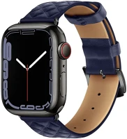 Hoco WA18, SÖTÉTKÉK Apple watch 1-6, se (38 / 40 mm) / watch 7-8 (41 mm), bőr pótszíj kép