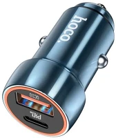Hoco Z46A Z46a autós töltő usb+type-c aljzat (20w, pd gyorstöltő 3.0) kék kép