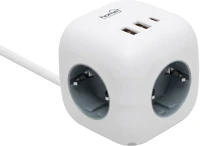 Home CUBE2 kocka elosztó, max. 3680 W, USB töltő, 3 aljzat gyermekvédelemmel, 1,5 m kép