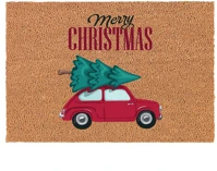 Home DD60257 Lábtörlő autóval, merry christmas, kókuszrost, 40x60cm, natúr kép