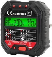 Home SMATESTER konnektor teszter, LED visszajelzők, Voltmérő, L-N, N-E, RCD mA, Fi és kép