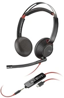 Hp BLACKWIRE 5220 Poly blackwire 5220 stereo +3.5mm plug +usb-c/a fejhallgató headset fekete kép