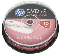 Hp COR_DVDH-8DLB10 Dvd+r lemez, kétrétegű, 8,5gb, 8x, 10 db, hengeren, kép