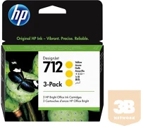 Hp inc. 3ED79A Hp 712 3-pack 29-ml yellow designjet ink cartridge kép