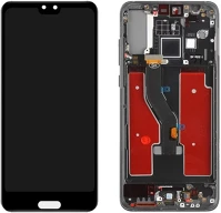 Huawei 50943 P20 pro kompatibilis lcd modul kerettel, oem jellegű, fekete, grade r kép