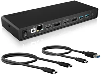 Icy box BOX IB-DK2245AC Ib-dk2245ac vezetékes usb 3.2 gen 1 (3.1 gen 1) type-c fekete kép