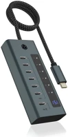 Icy box BOX IB-HUB1457-C31 USB 3.2 GEN 1 Ib-hub1457-c31 usb 3.2 gen 1 (3.1 gen 1) type-c 10000 mbit/s kék, szürke kép