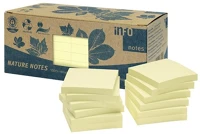 Info notes 5654-11BOX/PCS Öntapadós jegyzettömb  75x75 mm 100 lapos sárga környezetbarát kép