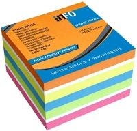 Info notes 5654-53 Jegyzettömb öntapadó, 75x75mm, 450lap,  intenzív narancs, sárga, kék, zöld, pink kép