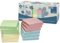 Info notes 5654-88BOX Jegyzettömb öntapadó, 75x75mm, 12x100lap, újrahasznosított , sárga, zöld, kék, rózsaszín kép