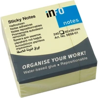 Info notes 5658-01 Öntapadós jegyzettömb  50x50 mm 240 lapos sárga kép