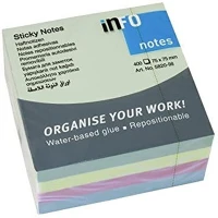 Info notes 5820-98 Jegyzettömb öntapadó, 75x75mm, 400lap,  pasztell mix kép