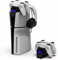 Ipega PG-P5S016 playstation 5 slim dupla kontroller töltőállomás + fejhallgató tartó kép
