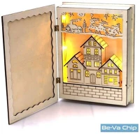 Iris 307-01 Karácsonyi könyv mintás 44,5x30cm/meleg fehér LED-es fa kinyitható kép