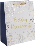Iris 370390 Boldog karácsonyt fehér/arany papírtasak matt 26*32 cm kép