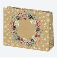 Iris T6EKO_GW_32 Karácsonyi eko kraft papír ajándéktasak, 300x230x100 mm, különböző színekben és mintával kép