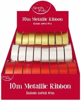 Iris X-34367-RC ajándék kötöző szalag, dombornyomott, 10m, vegyes színekben, arany kép