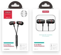 Joyroom JR-EL114-BLK Vezetékes fülhallgató mikrofonnal, 3.5mm jack, fekete eu kép