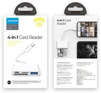 Joyroom S-H142 Lightning to usb otg adapter   sd card reader, microsd (white) kép