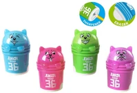 Junior 130504 Hegyező  cicás, radírral, vegyes színekben kép