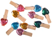 Junior 137225 Kreatív  fa csipesz szív gyönggyel, 10 db/csomag kép
