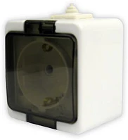 Junior 321343 Anco   átlátszó csapófedeles ip44 fehér földelt dugaszolóaljzat kép