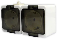 Junior 321346 Anco   átlátszó csapófedeles ip44 fehér 2-es földelt dugaszolóaljzat kép