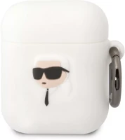 Karl lagerfeld KLA2RUNIKH 3d logo nft karl head apple airpods 1/2 szilikon tok, fehér kép