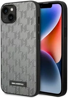 Karl lagerfeld KLHCP14SSAKLHPG Saffiano mono metal apple iphone 14 hátlap tok, szürke kép