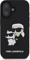 Karl lagerfeld KLHCP16S3DRKCNK 3d rubber karl and choupette apple iphone 16 hátlap tok, fekete kép