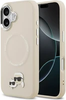 Karl lagerfeld KLHMP17SPSMLRKCE Karl & choupette pins apple iphone 17 magsafe kompatibilis hátlap tok, bézs kép