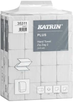 Katrin 35311 Kéztörlő 2 rétegű v hajtogatású 200 lap/cs 20 csomag/karton  plus zig zag 2 hófehér_ kép