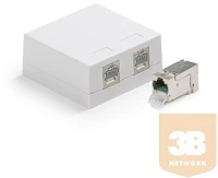 Keline KE-SMB02-W-KEJ-C6A-S-HD-2 ke-smb02-w + kej-c6a-s-hd(2) falon kívüli doboz, kategória 6a, 2xrj45/s kép