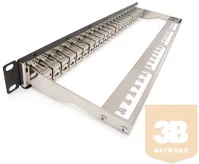 Keline KEP-C5E-S-TL Patch panel, kategória 5e, 24xrj45/s, fekete, csatlakozókkal kép
