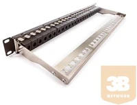 Keline KEP-C5E-U-TL Patch panel, kategória 5e, 24xrj45/u, fekete, csatlakozókkal kép