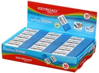 Keyroad KR971645 Radír, 30 db/display,  duo, fehér-kék kép