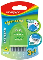 Keyroad kr972031 Hegyező 1 lyukú radírral és porkefével keyroad rocky docky vegyes színek