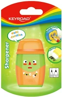 Keyroad kr972118 Hegyező, 2 lyukú, radírral, 1 db/bliszter, keyroad 2in1, vegyes színek