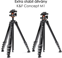 K&f concept KF-09-105V1 Traveller m1 kompakt utazó fényképező állvány, tripod gömbfejjel v1 kép