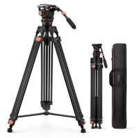 K&f concept KF-09-148V1 K&f concept va3 videóállvány, bv60 fluid video fej, 191cm magasság, 10kg kép