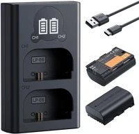 K&f concept KF-28-0098 K&f concept hordozható dupla usb-c akkumulátor lc-e6 töltő, lcd + 2db lp kép