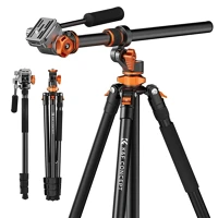 K&f concept T254A7 + FH-03 állvány + monopod, elforgatható középoszloppal, fekete-narancssárga kép