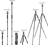 K&f concept X284C4+BH-36 X284c4+bh-36 karbon állvány + monopod 172cm magasság  16kg teherbírás kép