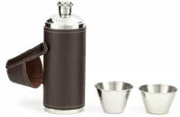 Kikkerland BA58 5x15cm/236ml poharakkal bőr tokban fém palack kép