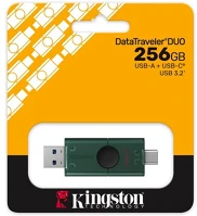 Kingston 3.2 GEN1 256gb datatraveler duo g2 usb-a 3.2 gen1 / usb-c pendrive fekete-zöld kép