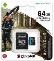 Kingston COR_MKMS64GCGP memóriakártya, microsdxc, 64gb, c10/uhs-i/u3/v30/a2, adapter, kingston kép