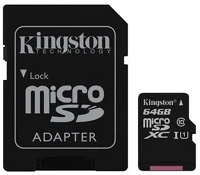 Kingston SDC10G2/64GB Microsdxc 64gb class 10  memóriakártya adapterrel kép