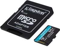 Kingston SDCG4/64GB canvas go! plus (gen4) memóriakártya microsdxc u3 v30 a2 200mb/s 64gb + kép