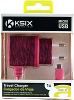 Ksix KSIXB1740CD02ZR Fali töltő micro usb-vel; 1a - pink zebra kép
