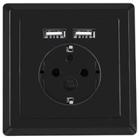 Lanberg AC-WS01-USB2-F-B Ac süllyesztett fali aljzat 230v 2 usb porttal 2.1a, schuko aljzat fekete kép